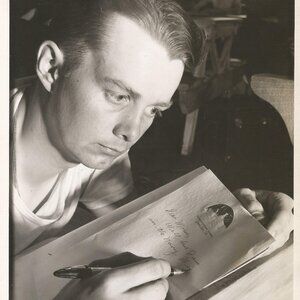 WWII U.S. Naval Sailor Writing Home To Mom Publicity B & W Photo 8 x 10